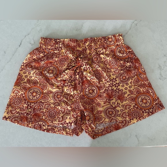 Primark Orange Paisley Floral Pattern Shorts - Picture 1 of 4